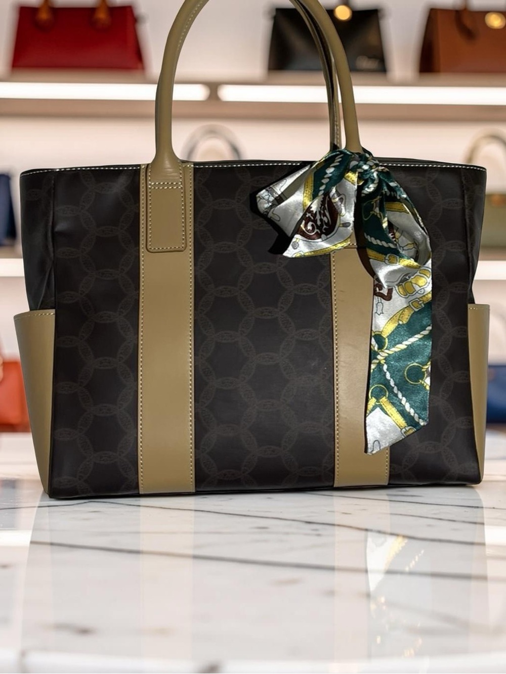 Nina Ricci Tote Bag Monogram Design Brown & Tan NWOT